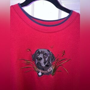 Adorable Red Dog Embroidered Sweatshirt